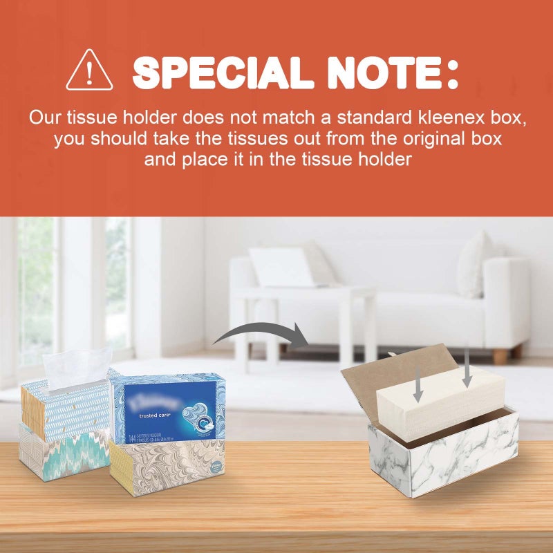 LADSTAG Tissue Box Cover  PU Leather Tissue Box Holder Rectangular Tissue Holders for Home/Office/Car Decoration 9.84""X5.23""X3.77"" - Phnom Penh Marble - Image 4